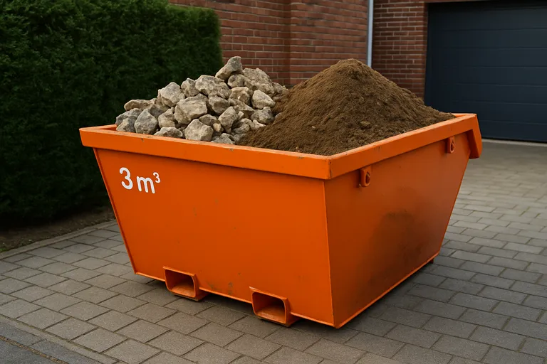 Gewichtslimieten en regels voor een 3 kuub container